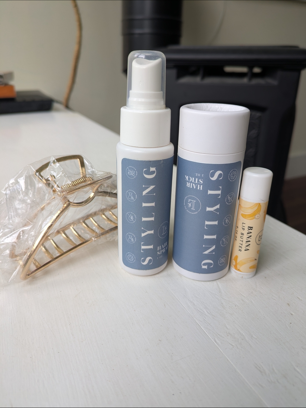 Lemongrass Spa Hair Care Set – Hair Stick & Spray with clip and chapstick